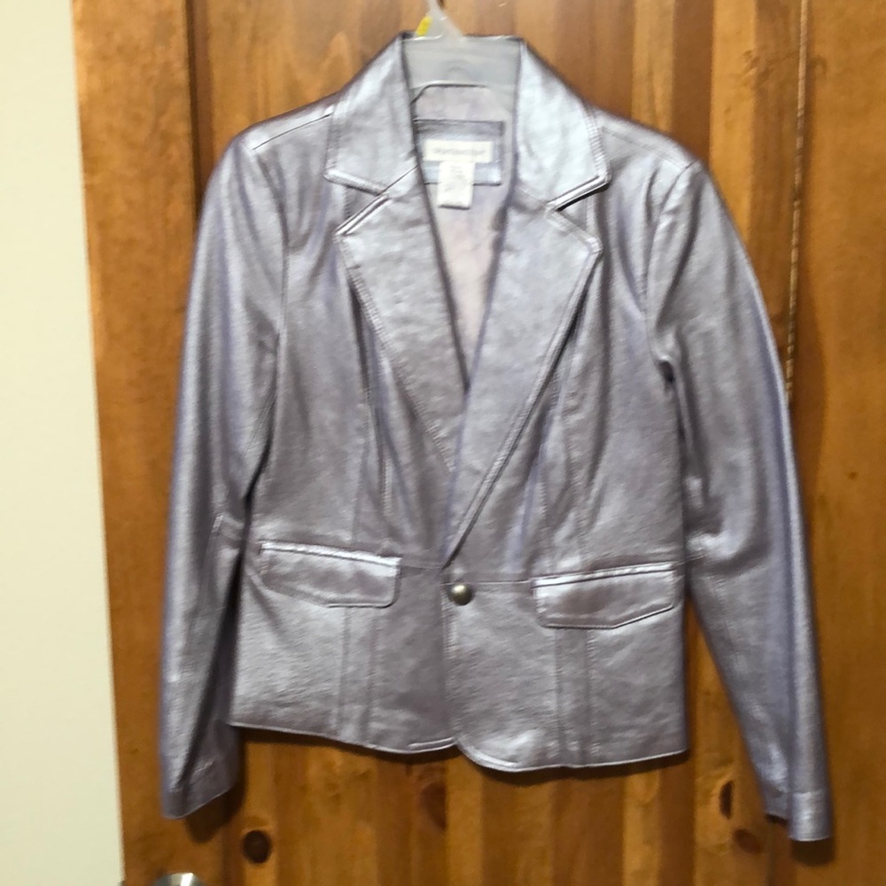 Metallic lavender leather jacket